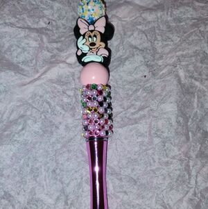 Homemade Disney Character Beaded Pen - Pink and Purple